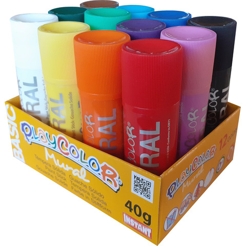 Playcolor tempera solida in stick 12 colori assortiti - 40 gr 58331