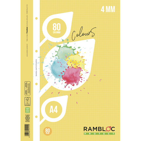 Ricambi rinforzati per quaderni ad anelli Rambloc - A4 - 80 g/m² - 40 ff - 4M - giallo - 90524121