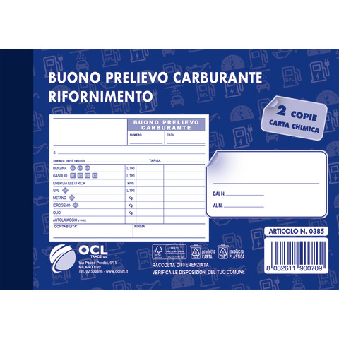 Blocco buoni prelevamento O.C.L. carburante - 0385N