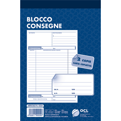 Blocco consegne O.C.L. 14,4x21,6 cm 50x2 copie - …