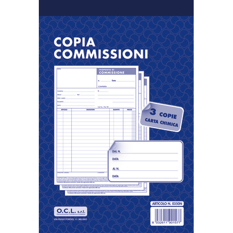 Blocco copia commissioni O.C.L. 11,4x21,6 cm 50x3 copie …