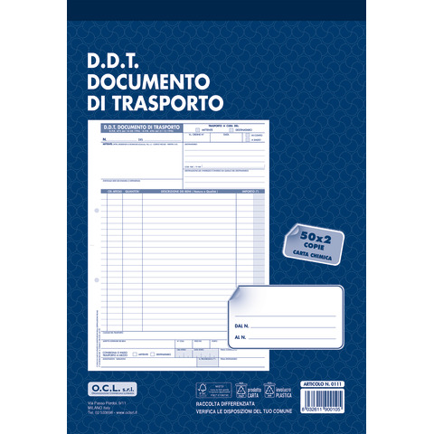 Blocco D.D.T. Mittente / Destinatario O.C.L. 21x30,5 cm …