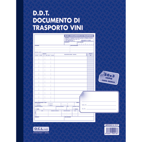 Blocco documento di trasporto vini O.C.L. 50x3 copie …