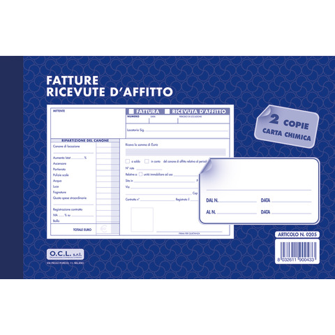 Blocco ricevute affitto O.C.L. 50x2 copie - 0205