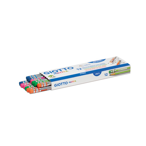 Matita Giotto HB conf. 12 pz con gommino e fusto colorato F233200