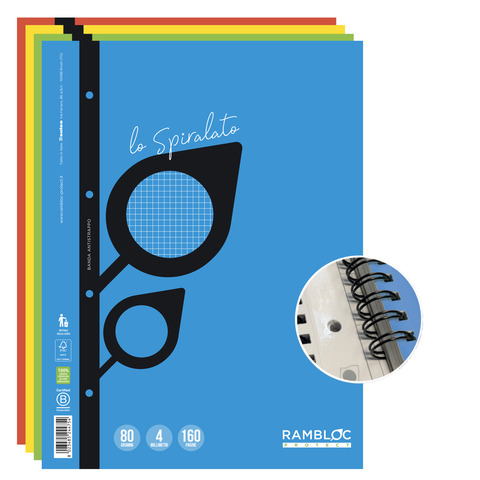 Maxi quaderno spiralato rinforzato Rambloc A4 160 pag - 80 g - 4 mm 90524177