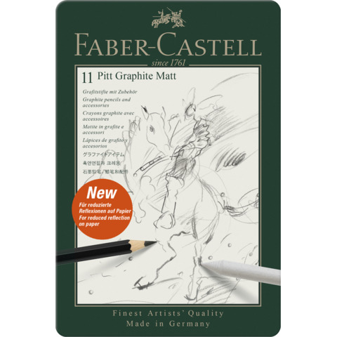Matite colorate Faber-Castell Pitt Graphite Matt in conf. da 8 colori assortiti + 3 accessori - 115220
