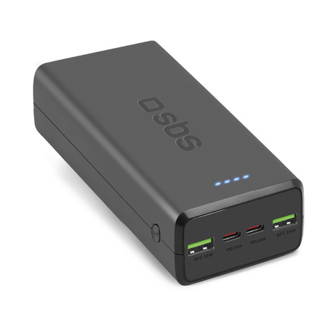 Powerbank SBS 30.000mAh 2xUSB AFC 18W + 2xType-C PD20W - nero TTBB30000PD20K