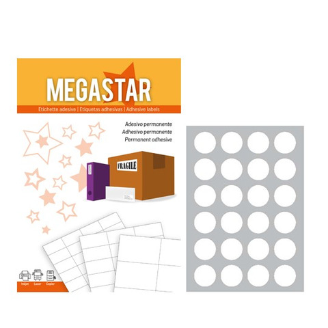 Etichette bianche rotonde con margini Megastar 24 et./foglio …