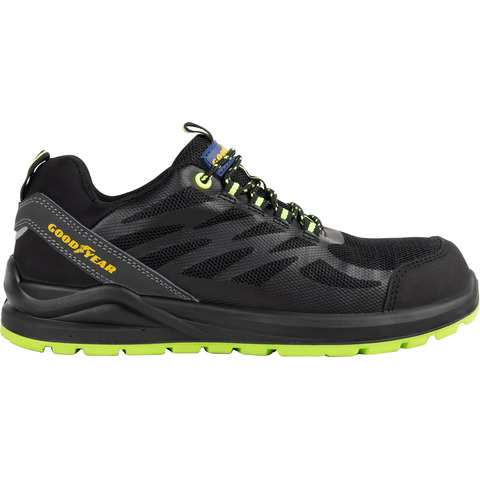 Scarpe antinfortunistiche Goodyear in tomaia KPU e mesh GY BLACKBAT S1P nero-verde TG.37 - 729637