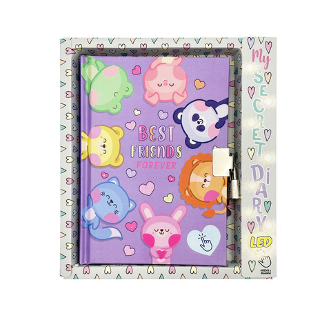 Diario dei segreti Lebez con lucine LED - fantasie pastello assortite - 81848