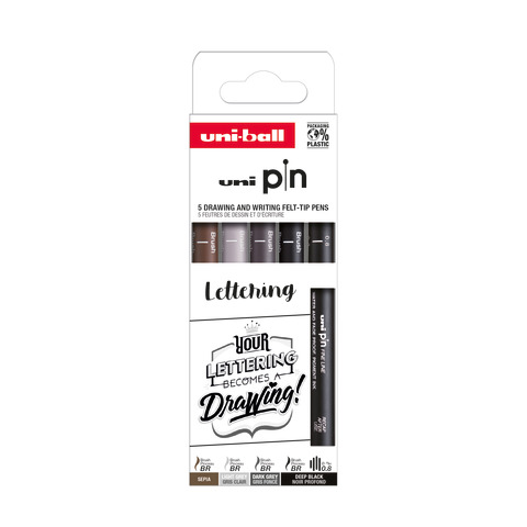 Fineliner Pin Lettering Uni Mitsubishi - conf. 12 pz - elementi assortiti M PIN ASP012
