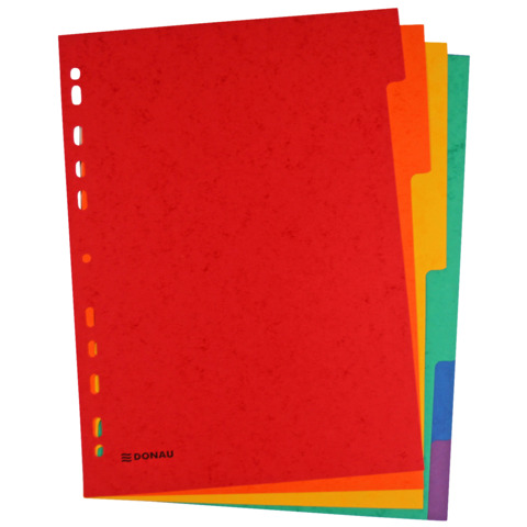 Divisori intercalari A4 Donau in cartoncino 225 g/m² - colori assortiti - conf. 50 x 6 tasti - 330364