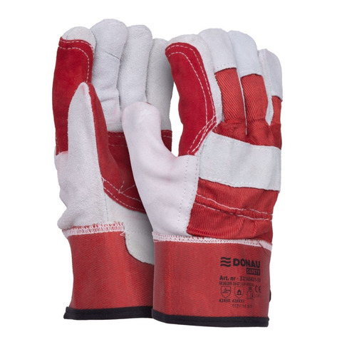 Guanti da lavoro in pelle crosta bovina Donau Safety per edilizia - taglia XL - DPI Cat. II - conf. 12 pz - 32165431-10
