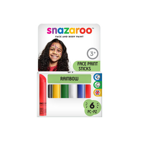 Stick trucchi per il viso Snazaroo arcobaleno - conf. 6 pz colori assortiti 1160635
