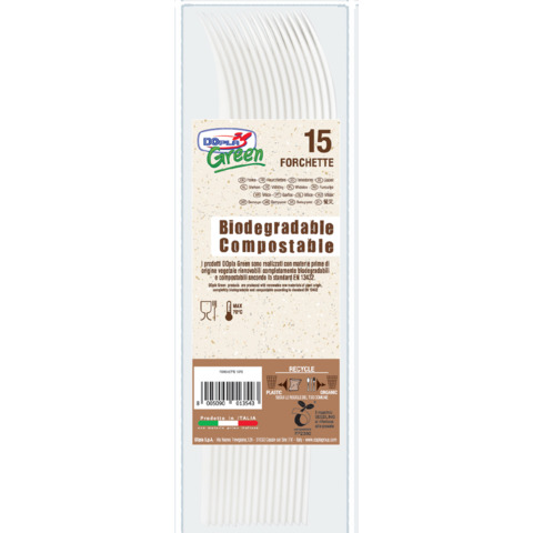 Forchette in biocompost Dopla Green Compact avorio 180 mm - conf. 15 pz - 03900