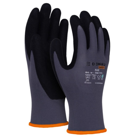 Guanti da lavoro in nylon riv. schiuma NBR sul palmo Donau Safety per logistica TG 9 - DPI Cat. II - conf. 12 pz