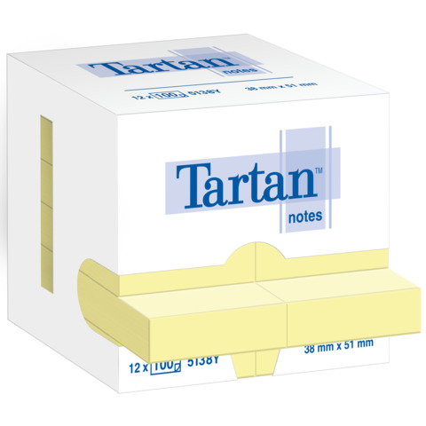 Foglietti riposizionabili Tartan™ Notes 51x38 mm giallo - conf. 12 blocchetti da 100 ff - 5138Y
