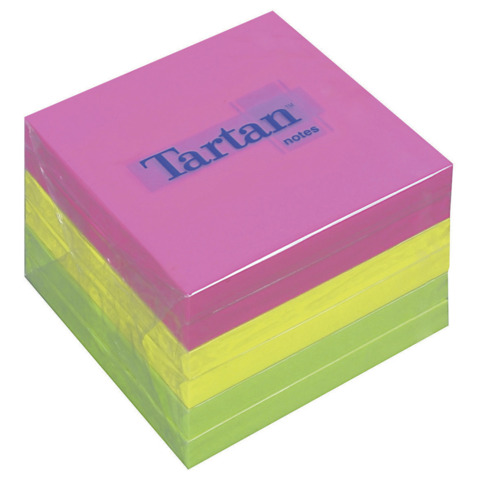 Foglietti riposizionabili Tartan™ Notes 76x76 mm colori assortiti neon - conf. 6 blocchetti da 100 ff - 654 N