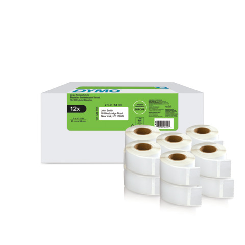 Rotoli 500 etichette per Indirizzi DYMO® Label Writer 25x54 mm - bianco - VALUE PACK 12 rotoli - 2177563