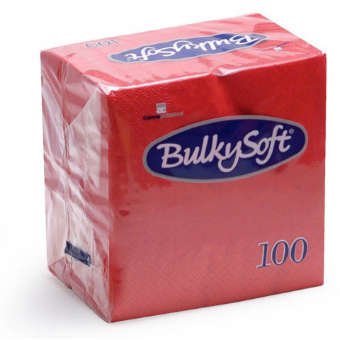 Tovaglioli Bulkysoft Rainbow pura cellulosa 24x24 cm 2 veli conf. 20x100 pz rosso - 32367