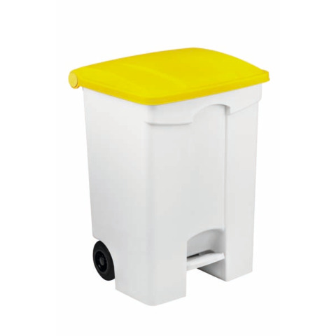 Contenitore mobile a pedale Medial Contitop 70L in PP bianco-giallo 115576
