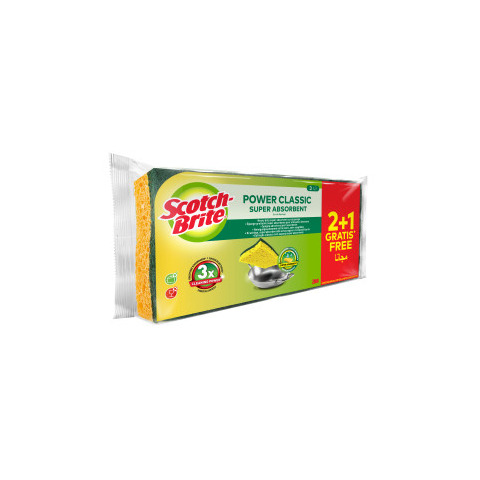 Spugna in fibra verde vegetale Scotch-Brite® Power Classic conf. 2+1 OMAGGIO 20x105x230 mm - 7100242530