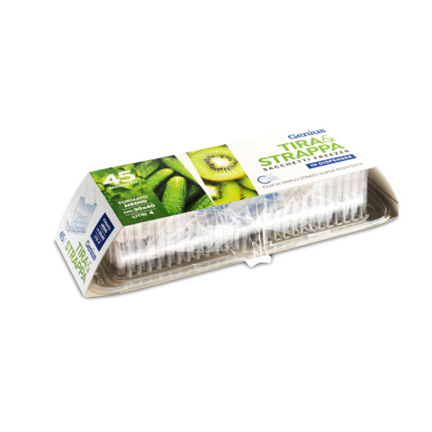 Dispenser sacchi frigo in rotolo Genius Peter Pan Plast Tira e Strappa conf. 45 pz 30x40 cm - GENTS30