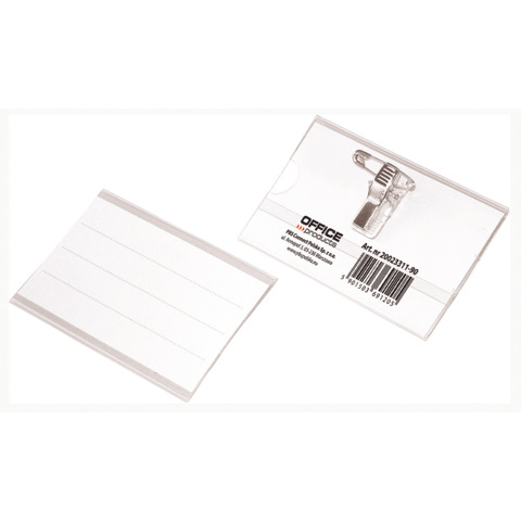 Portabadge trasparente Office Products con clip a spilla conf. 50 pz 90x57 mm 20023311-90