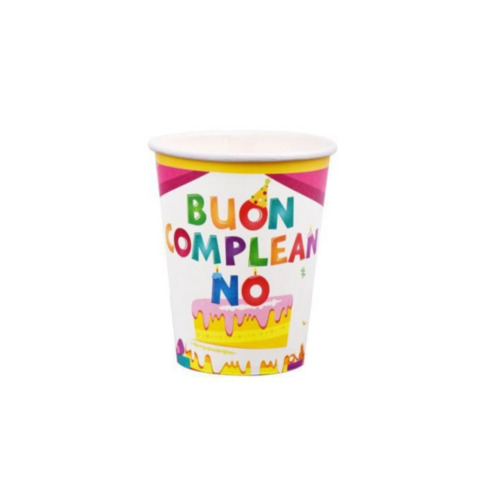 Bicchieri di carta Party Go Buon Compleanno rosa …