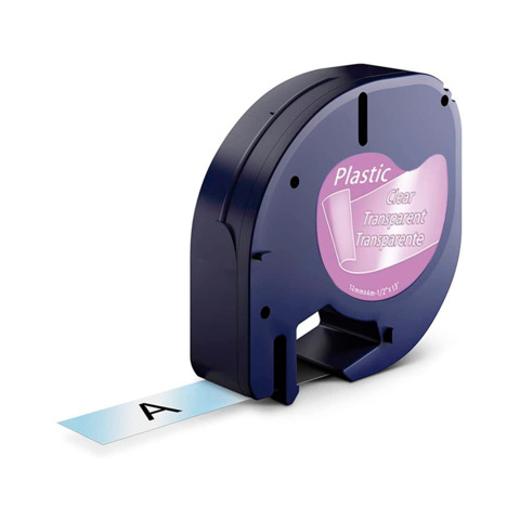 Nastro per etichettatrice Q-Connect compatibile con Dymo LetraTag - ABS - nero/trasparente - 12 mm x 4 m - KF18837