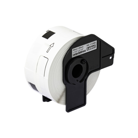 Nastro Q-Connect compatibile Brother DK-11208 carta bianca 38x90 mm - rotolo 400 etichette - KF18803