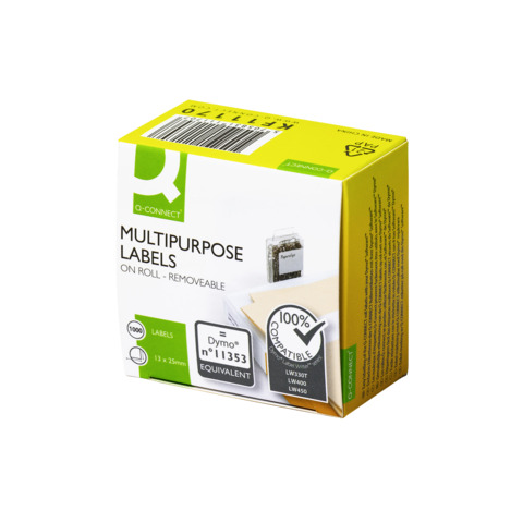 Nastro Q-Connect compatibile con etichettatrici Dymo LabelWriter 13x25 mm rotolo 1000 etichette - KF11170