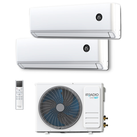 Condizionatore con pompa di calore R32 unità esterna + dual split Irradio Belair 18.000 BTU + 9000 BTU + 9000 BTU