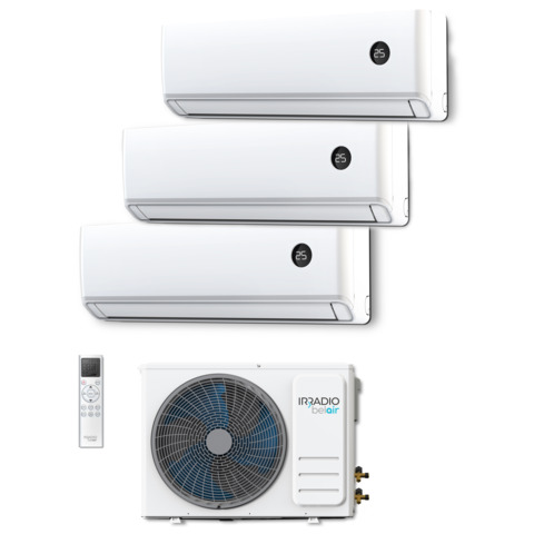 Condizionatore con pompa di calore R32 unità esterna + trial split Irradio Belair 27.000 BTU + 9000 BTU + 9000 BTU