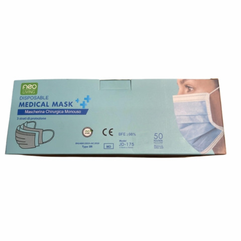 Mascherine chirurgiche monouso a 3 strati - azzurro - conf. 50 pz - JD-175
