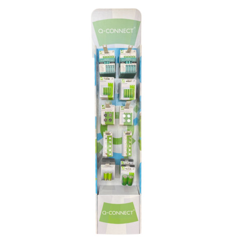 Resta sempre in carica con l'espositore da terra di batterie in blister Q-Connect! Batterie alcaline, al litio e ricaricabili per dare tutta l'energia necessaria! 84 confezioni di prodotti blisterati tutti pronti da esporre. Contenuto del display nel dettaglio: 40 batterie alcaline AA/LR6 (10 conf. da 4 pz); 40 batterie alcaline AAA/LR03 (10 conf. da 4 pz); 10 batterie alcaline C/LR14 (5 conf. da 2 pz); 10 batterie alcaline D/LR20 (5 conf. da 2 pz); 48 batterie al litio a bottone CR2025 (12 conf