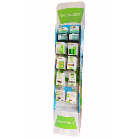 Un nuovo espositore da terra pensato per offrire i prodotti storage e le batterie Q-Connect. Un display di qualità con 74 confezioni. Contenuto nel dettaglio: 2 chiavette USB 3.0 flash drive da 64 GB; 2 chiavette USB Super Speed 3.0 da 8 GB, 2 da 16 GB e 2 da 32 GB; 2 chiavette USB 2.0 Pemium da 4 GB, 2 da 8 GB, 2 da 16 GB e 2 da 32 GB; 2 chiavette USB 2.0 Flash drive da 64 GB; 2 chiavette USB High Speed 2.0 da 4 GB, 2 da 8 GB, 2 da 16 GB e 2 da 32 GB; 40 batterie alcaline AA/LR6 (10 conf. da 4
