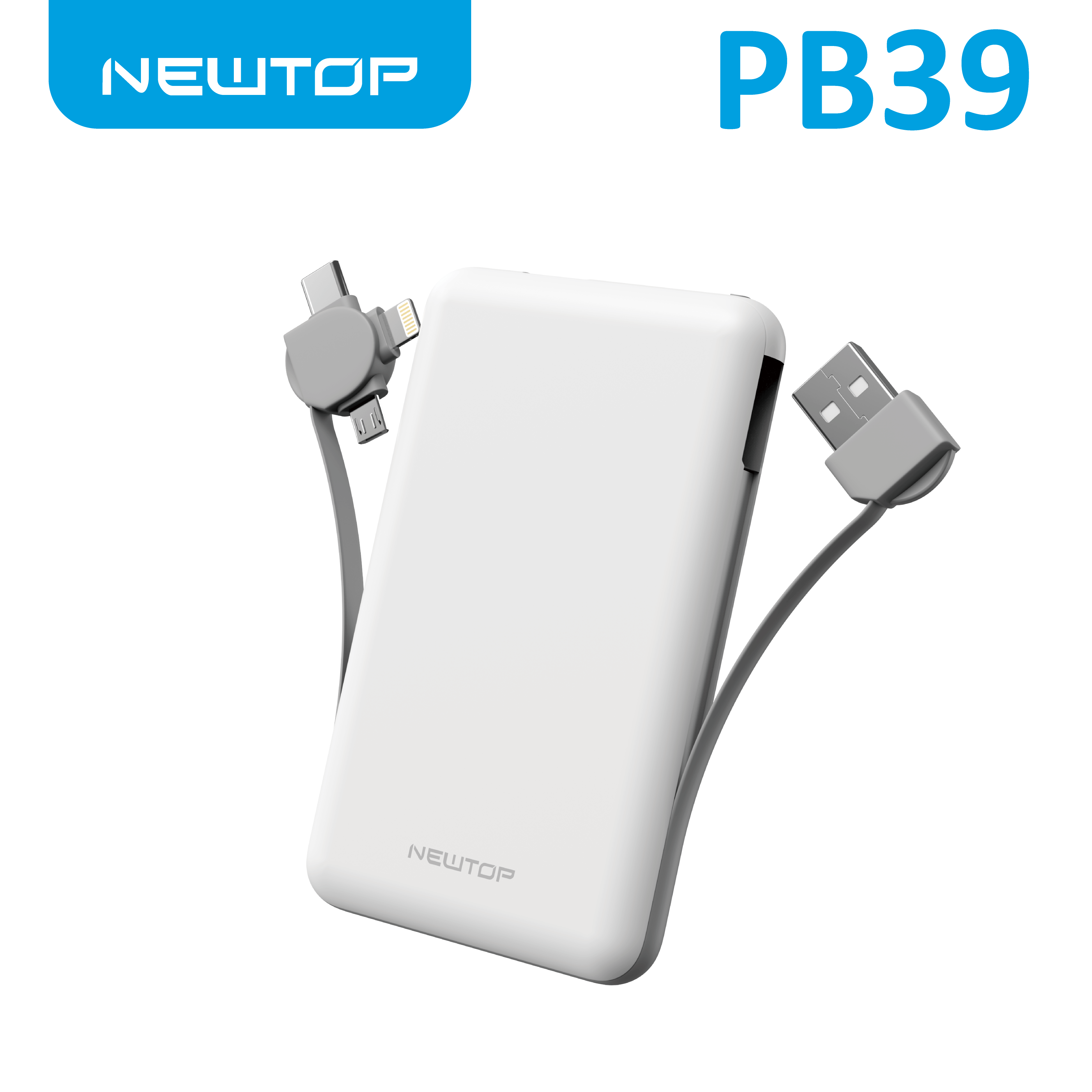 NEWTOP PB39 POWER BANK 5000MAH BIANCO CON 3 …