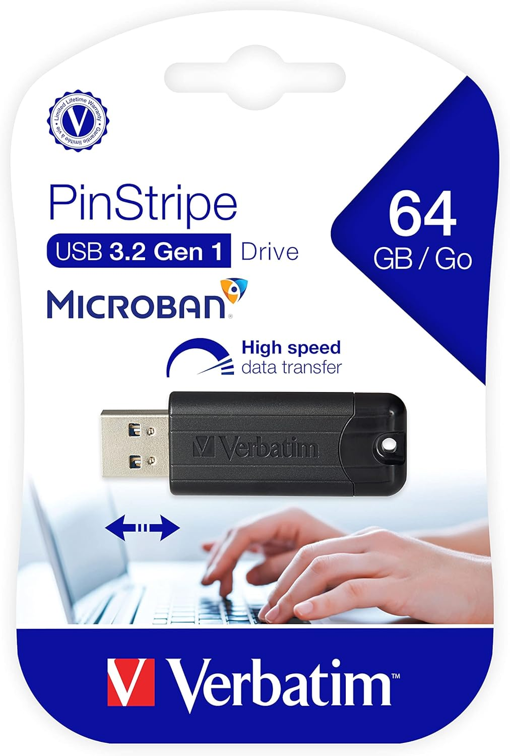 USB FLASH 64GB VERBATIM STORE'N' GO PINSTRIPE USB …