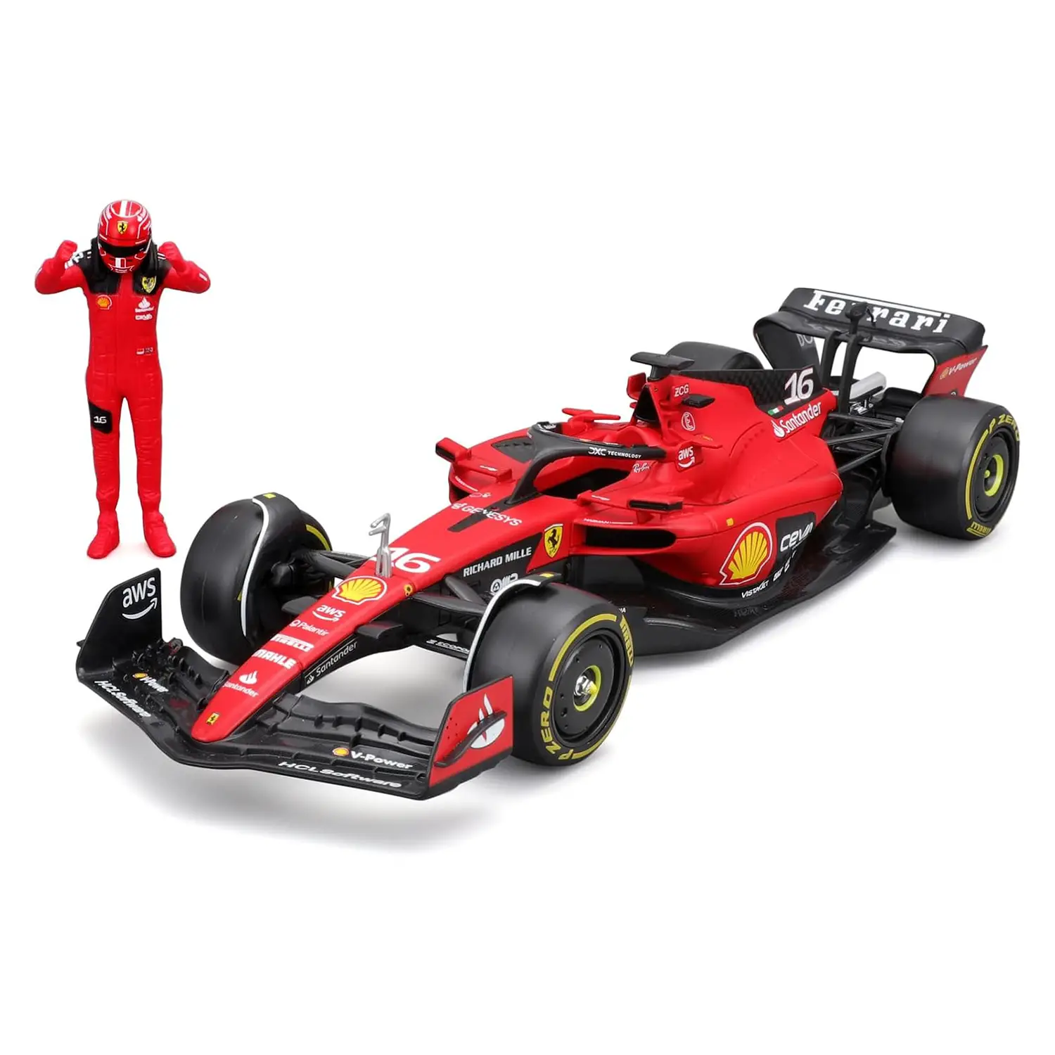 BURAGO F1 FERRARI SF-23 #16 W/LECLERC FIGURE - …