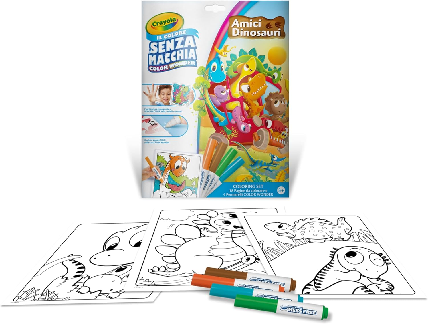 CRAYOLA - COLORING SET COLOR WONDER "AMICI DINOSAURI" …