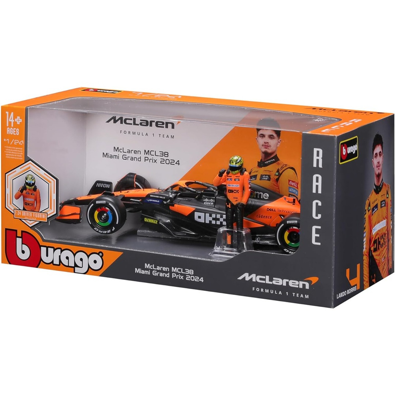 Bburago F1 MCLAREN MCL39 2024 #4 W/NORRIS FIGURE …