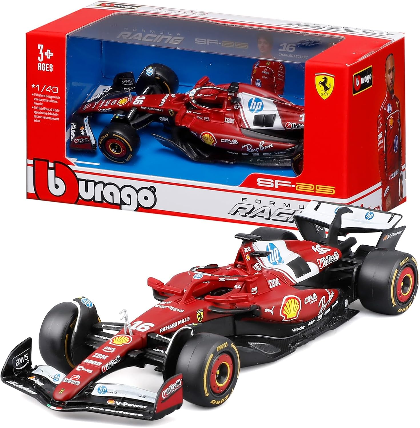 BURAGO F1 Ferrari Sf-25 (2025) #16 Leclerc -1:43