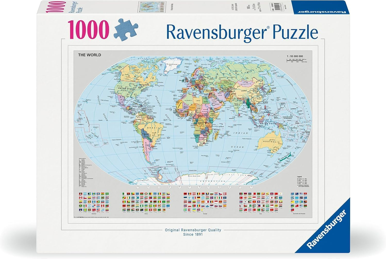 Ravensburger Puzzle 1000 PC illustrated - Mappamondo politico …