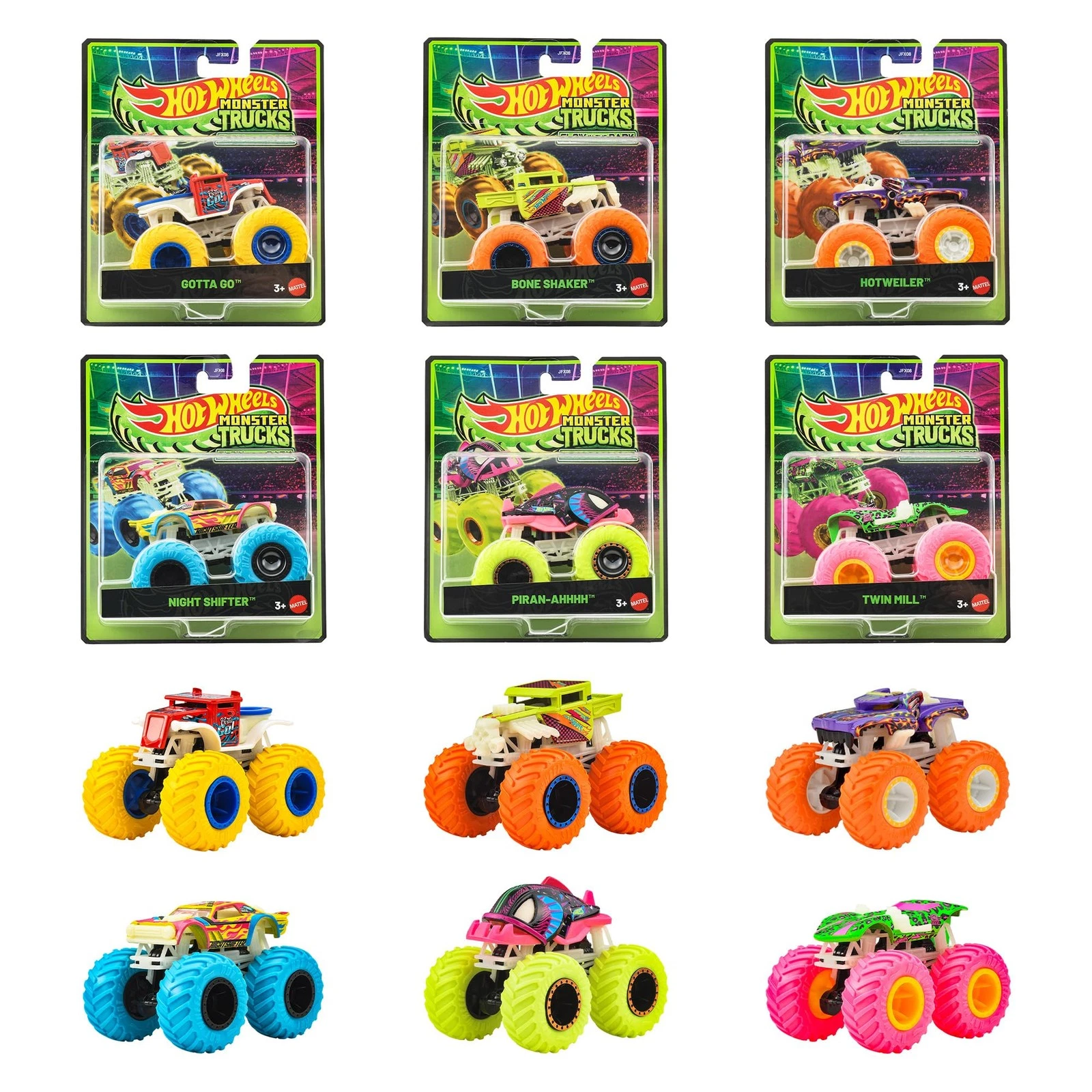 MATTEL - HOT WHEELS Glow-in-the-Dark Singles 1:64 Asst …