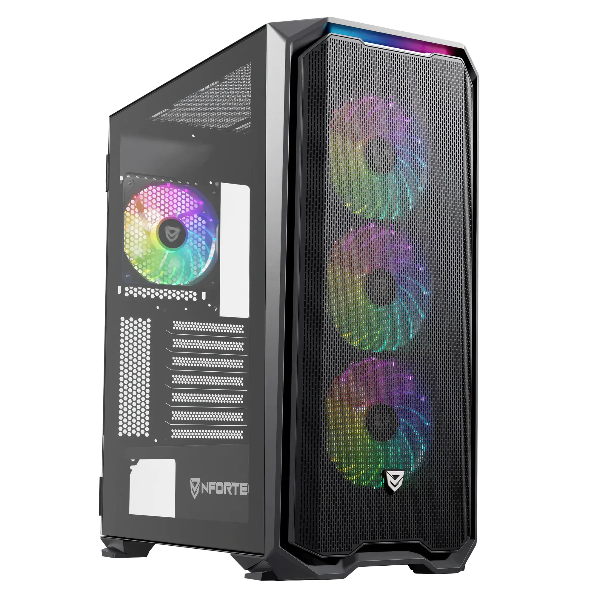 Nfortec Krater X - Case Gaming ATX con 4 Ventole A-RGB e Pannello Frontale a Rete