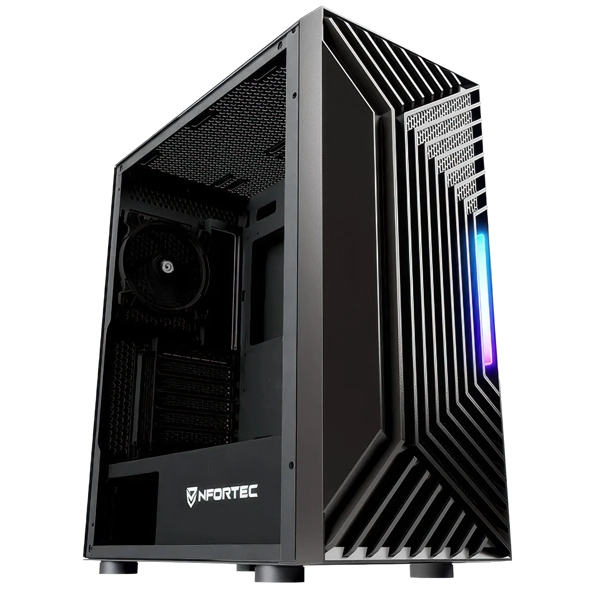 Nfortec Nervia Nero - Case Gaming ATX Mid-Tower con 3 Ventole A-RGB PWM e Vetro Temperato