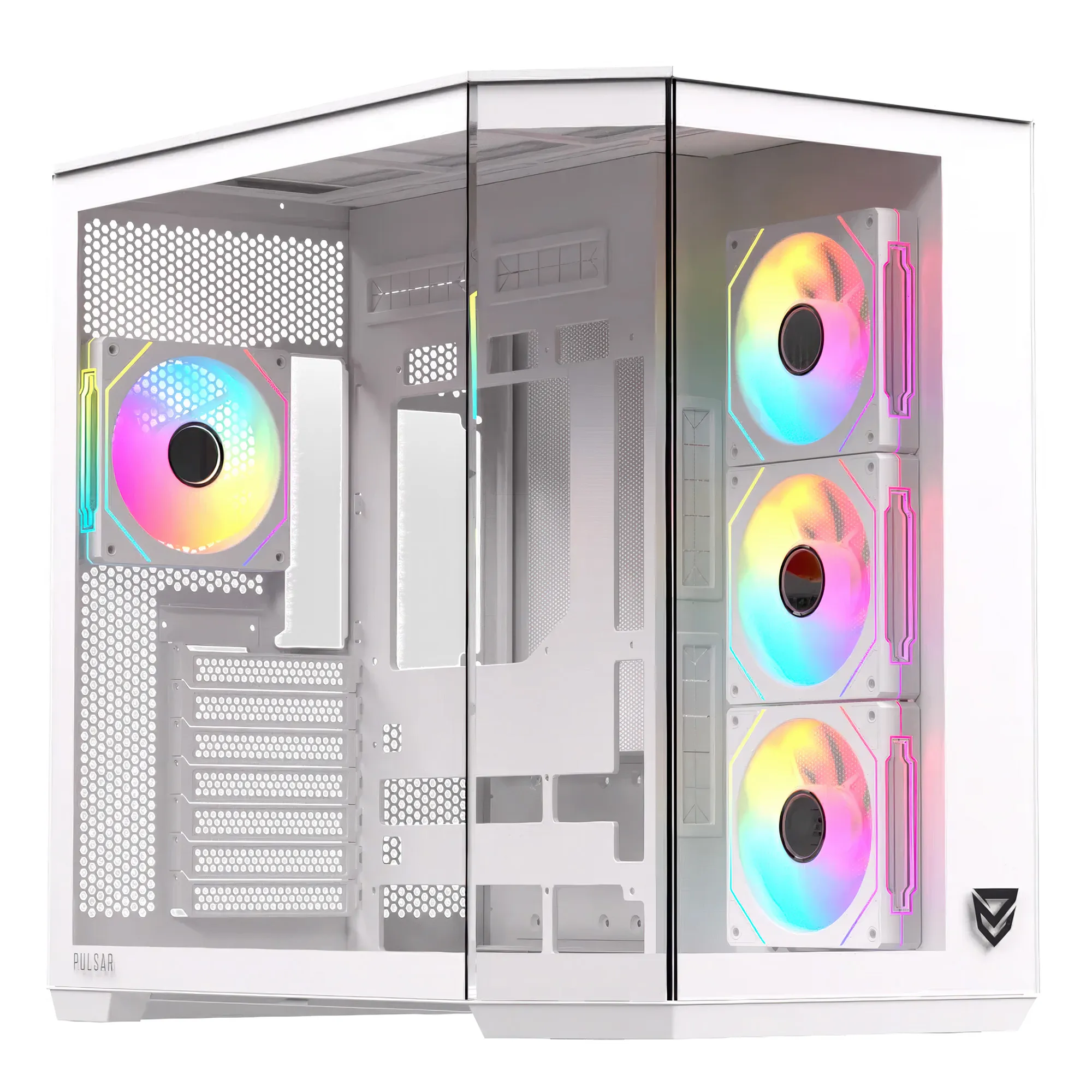 Nfortec Pulsar - Bianco Case Gaming ATX Mid-Tower Acciaio 0,7mm, Vetro Temperato 3mm, 4 Ventole A-RGB