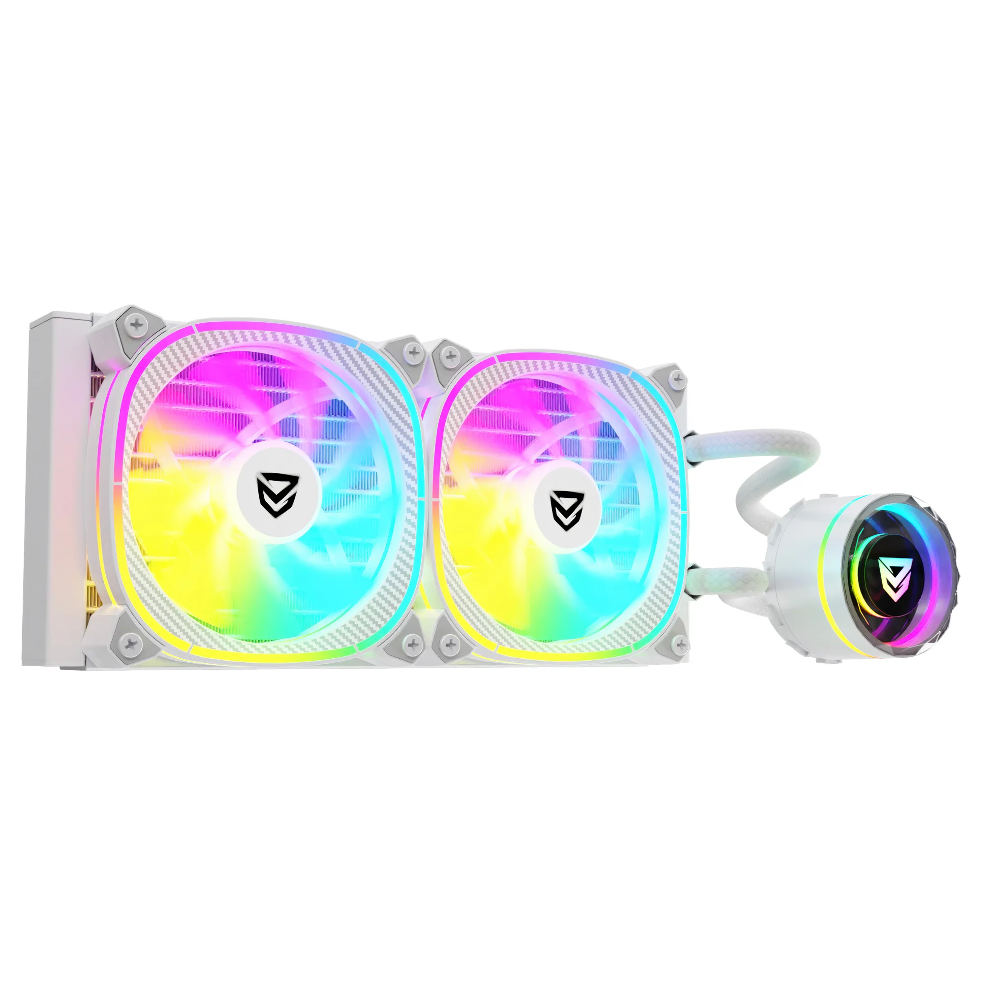 Nfortec AtriaX 240 - Bianco Sistema di Raffreddamento a Liquido AIO con Radiatore 240mm, 2 Ventole 120mm e Pompa PWM ARGB